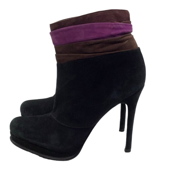 DIANE VON FURSTENBERG DVF Suede Stiletto Heel Ankle Platform Booties 5.5 Boots - Picture 3 of 9